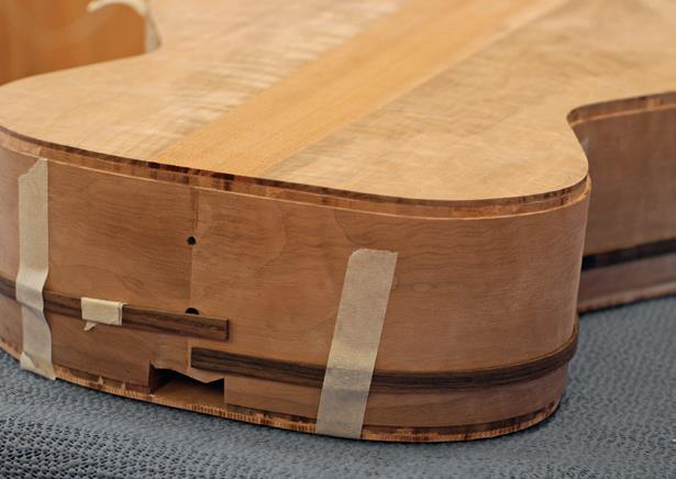 Showing binding ledges cut, binding pair ready to trim