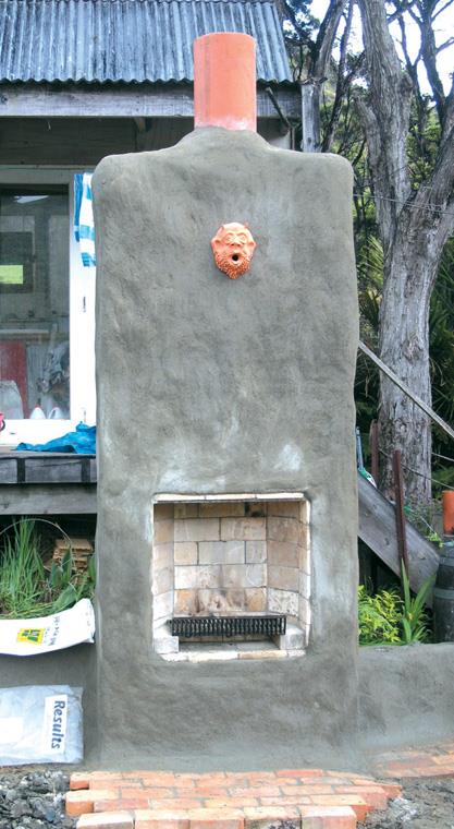 Outdoor ﬁre ﬁnished with gargoyle.