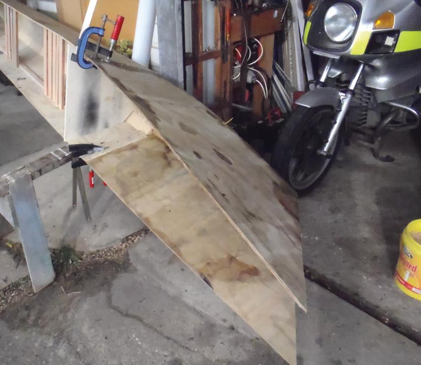 Canoe was constructed on saw horses.