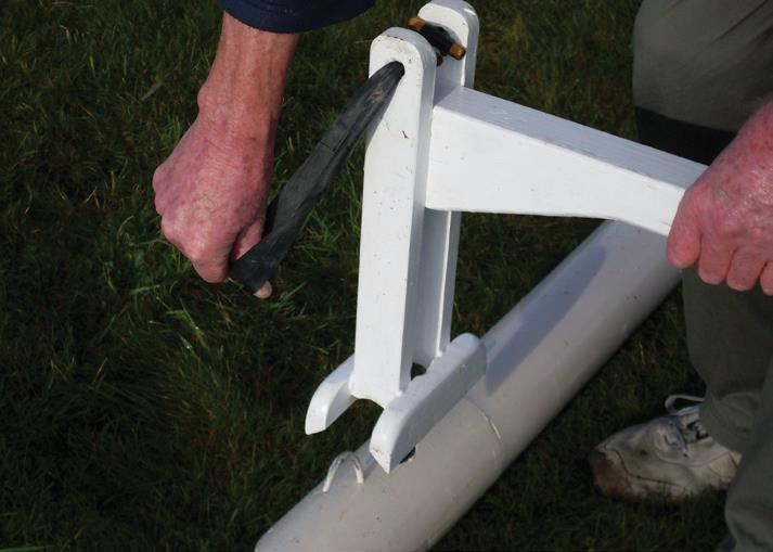 Car tyre tube band holds outrigger spar…