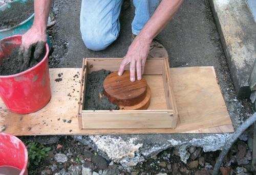 Casting stepped hole with wood core.