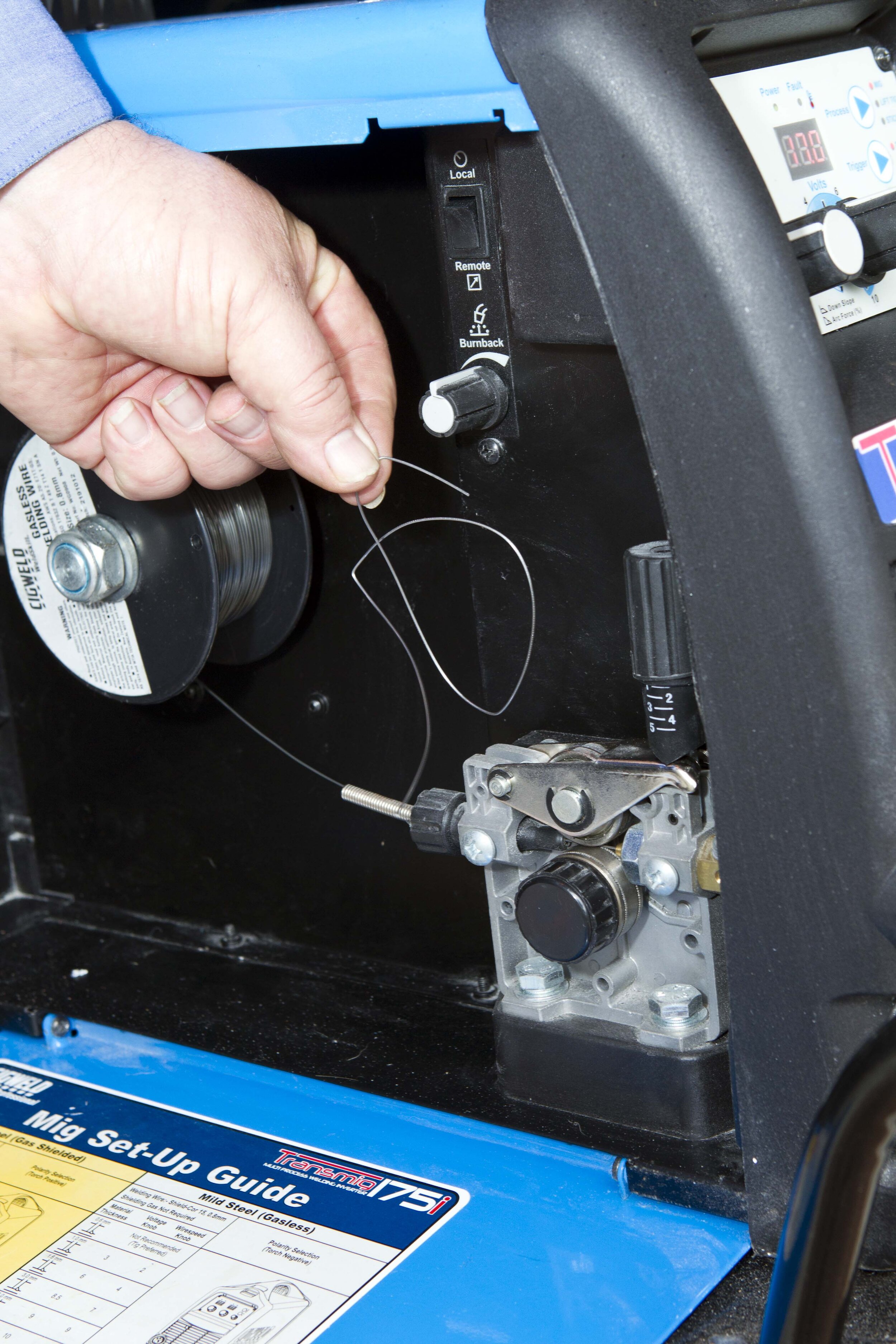 Pig-tail or curled wire can result from screwing down wire-feed tension