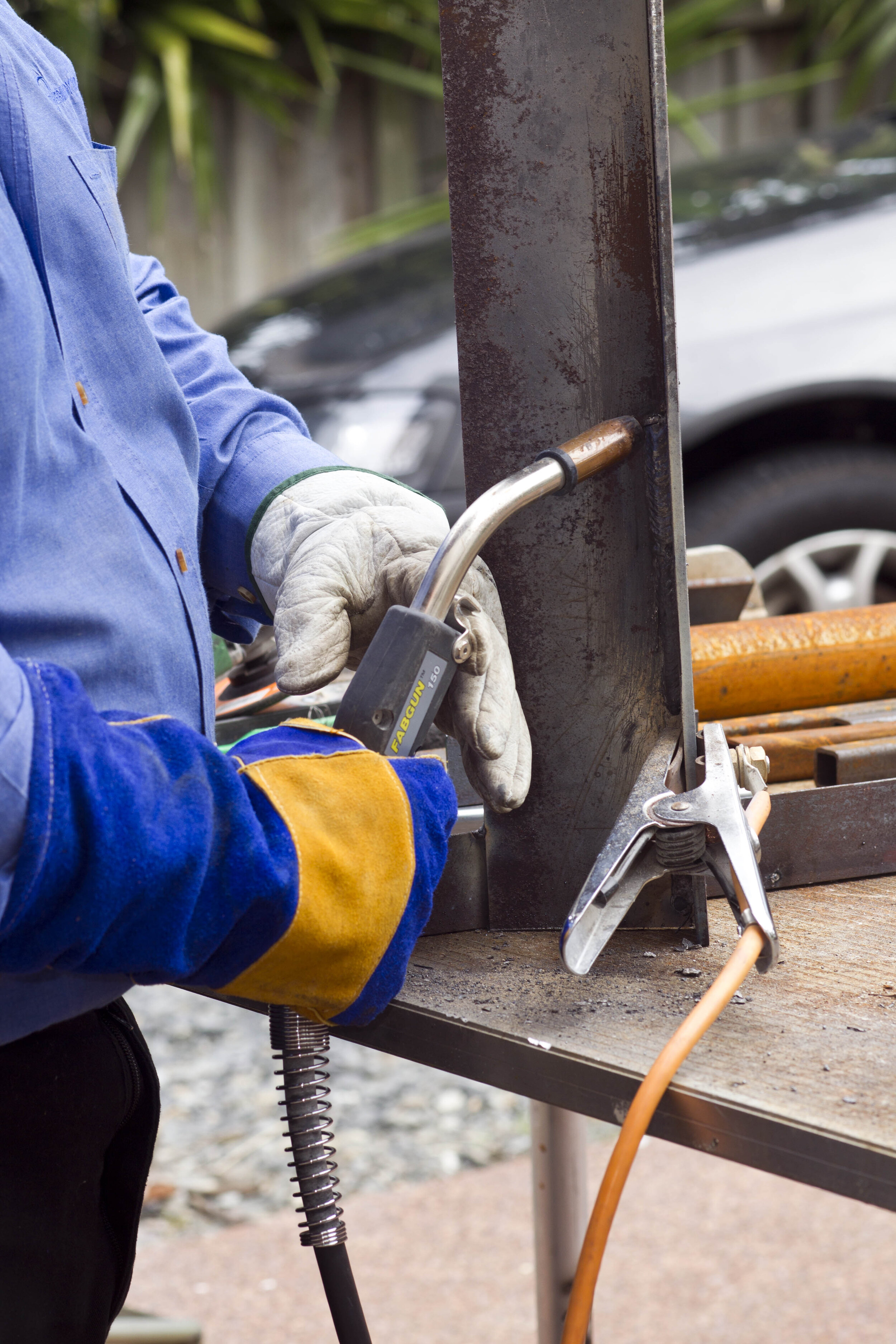 Use upward torch angle for vertical down weld