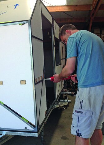 Outer cladding is glued on