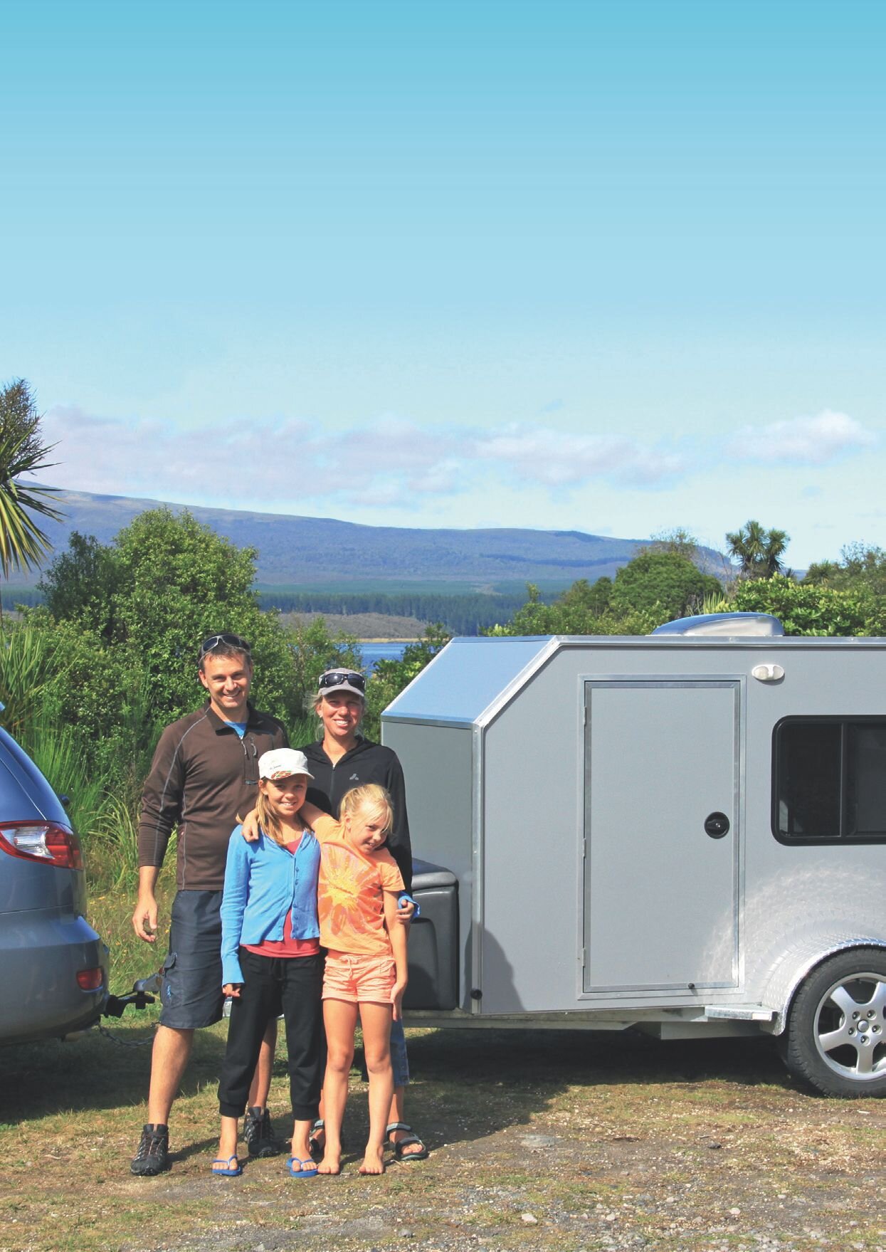 Home-made camper for family holidays. Alex, Anke and daughters Anouk (left) and Tanika