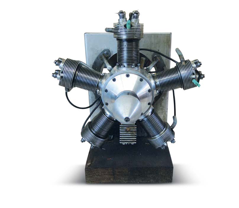A 1930s Kinner k5 cylinder rotary aero engine over-head valve used in trainers prior to World War II.