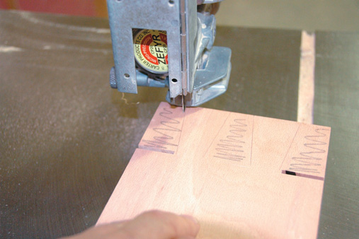 Bandsawing waste just outside the line