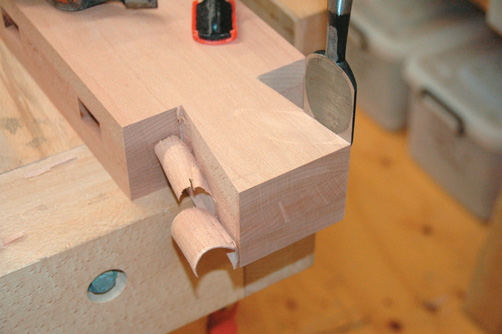 Cleaning up to line with broad chisel