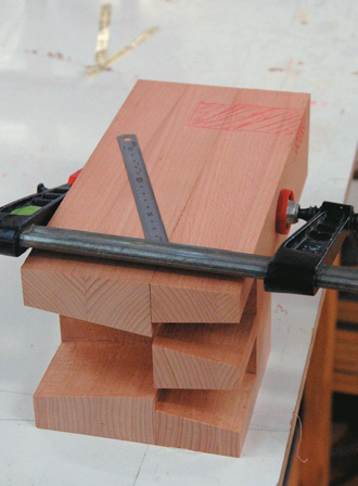 Marking out the rebate with both parts clamped together