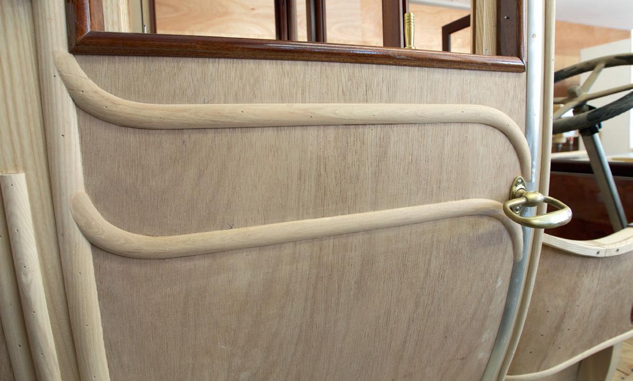 Edwardian style of curved door.  The body is made from American ash, “very strong and stable...New Zealand native timbers move a lot.”