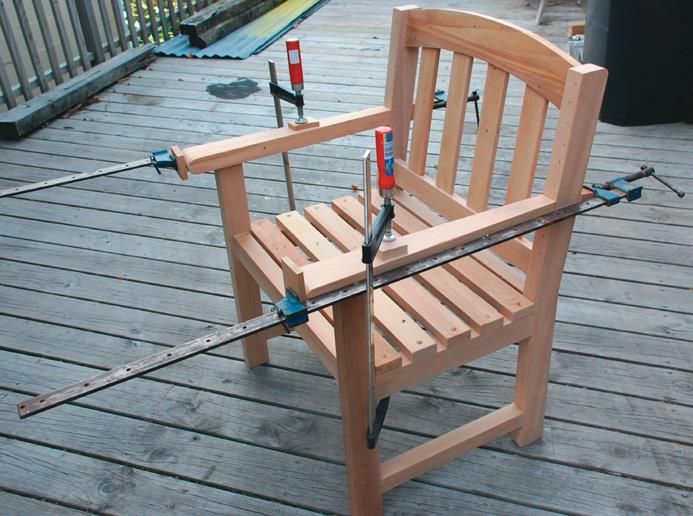 The arms glued and clamped.