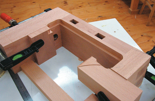 Rebate for vice cover run. Note blocks clamped on to prevent over-run cutter