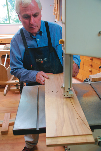 The top rail curve easily cut on the bandsaw