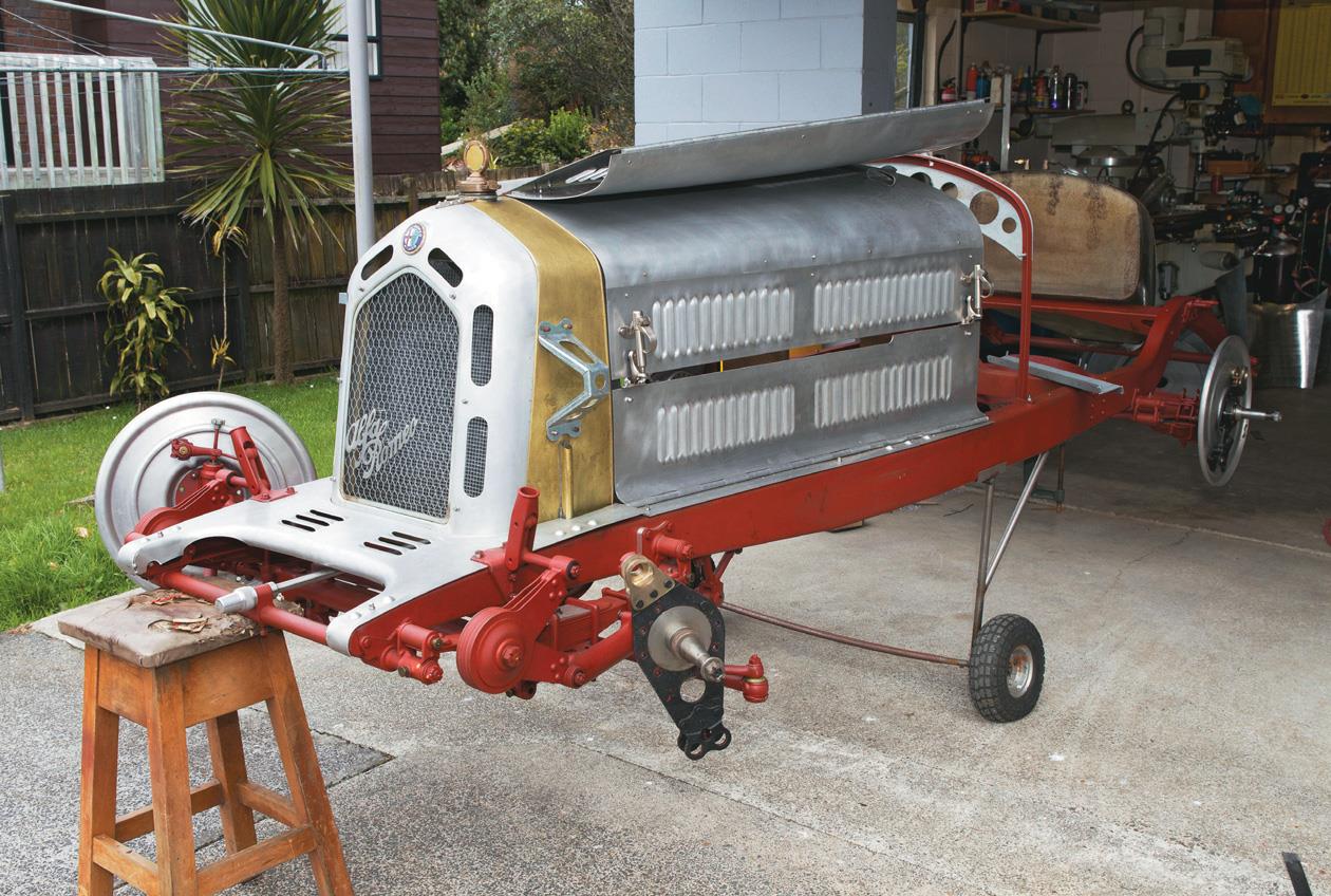 The body of a classic Alfa Romeo 8C takes shape in a Kiwi backyard.&nbsp;