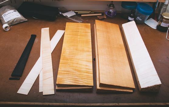 Traditional woods (from left) ebony, maple, spruce.