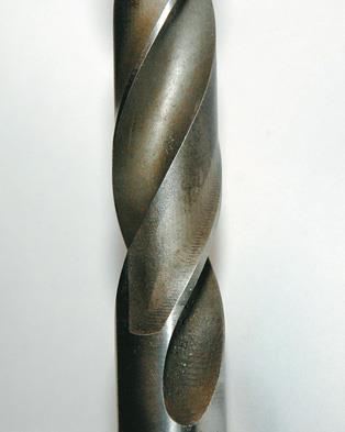 Drill showing the body relief ground into the spirals. This helps to reduce friction.