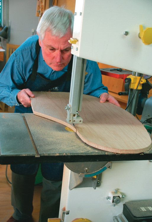 Bandsawing outline from solid ply