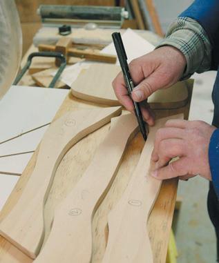 Marking out the components note the orientation of the legs with the grain.