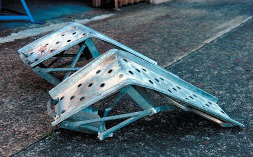 Destroyed steel ramps