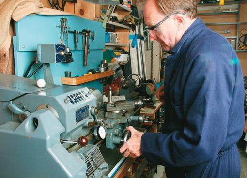 Bryce using home-made dial gauge stop.