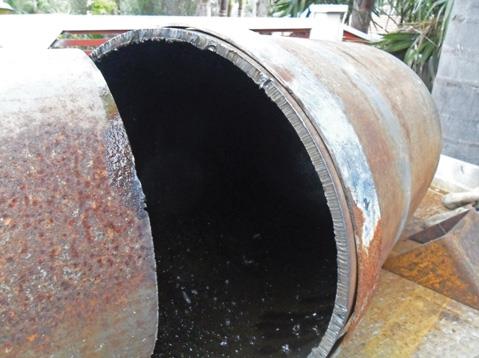 CNG cylinder, cut in two.