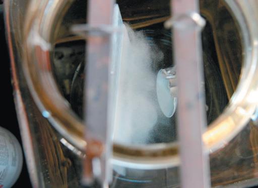 Hydrogen bubbles from the cathode.