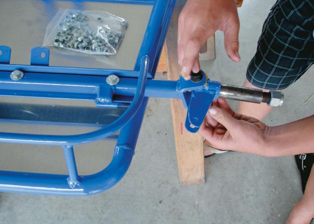 Installing the king pins.