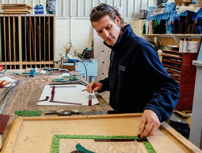 Cutting and laying up the panel.