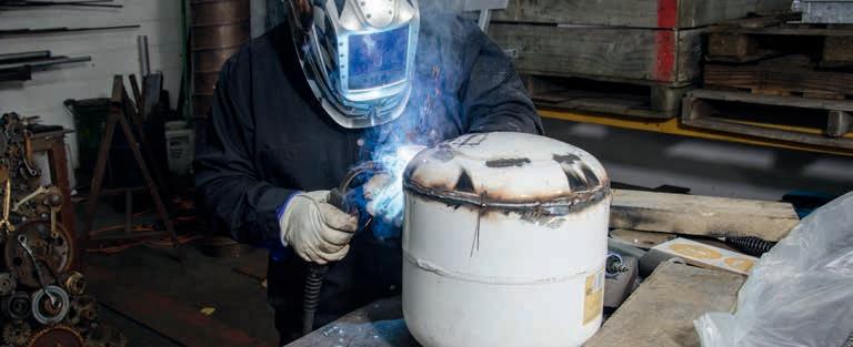 Once tacked in place the lid can be welded.