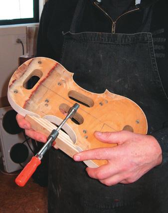 Ribs clamped with C bout block.