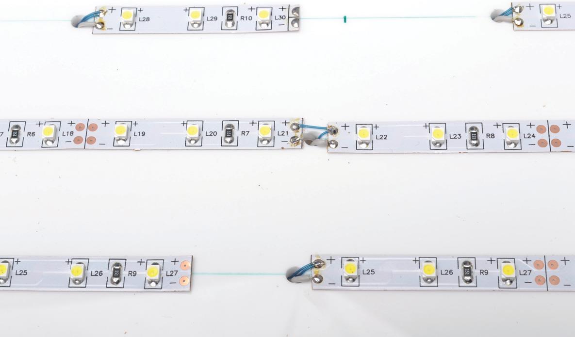 LED strip soldered.