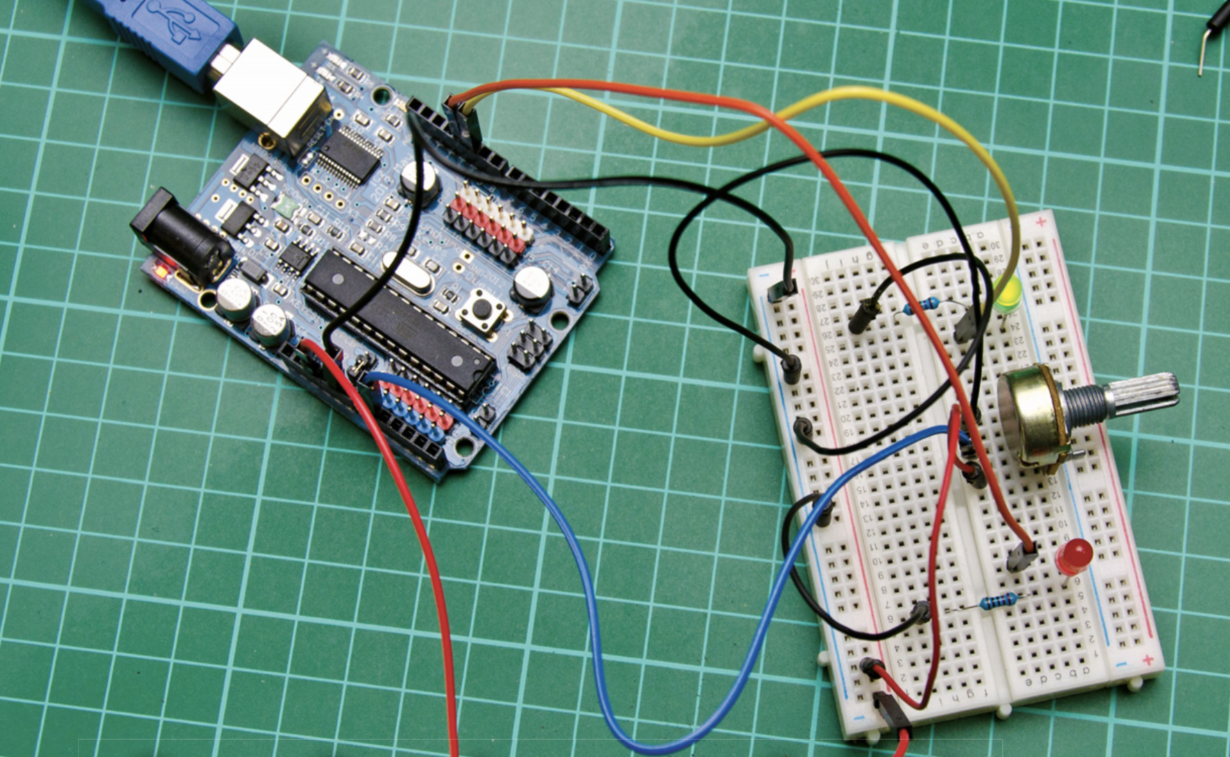 The set up for the potentiometer PMW sketch