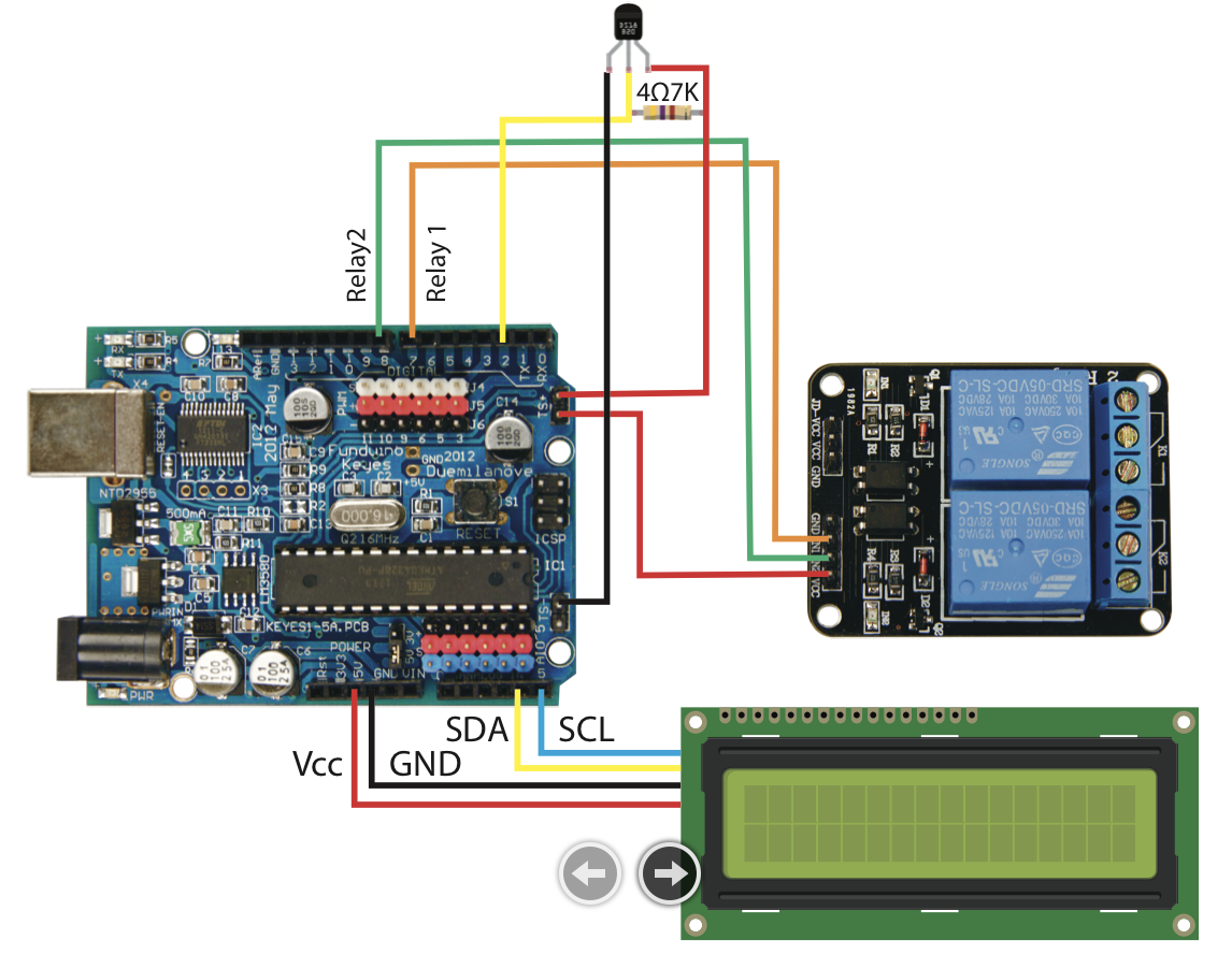 The temperature relay with an lc2 LCD