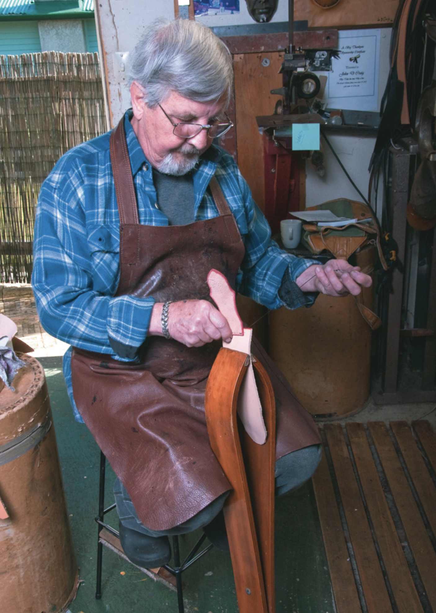 John Craig using saddler’s vice