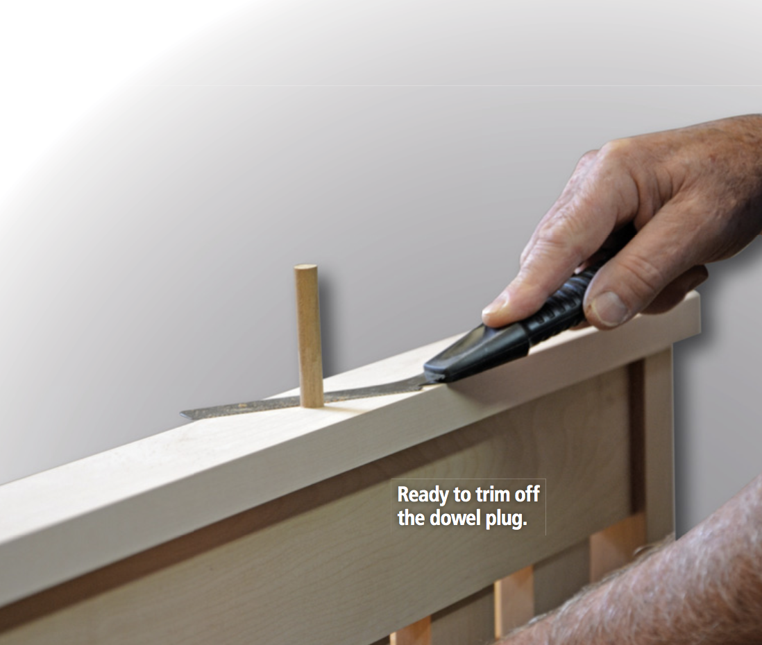 Ready to trim off the dowel plug.