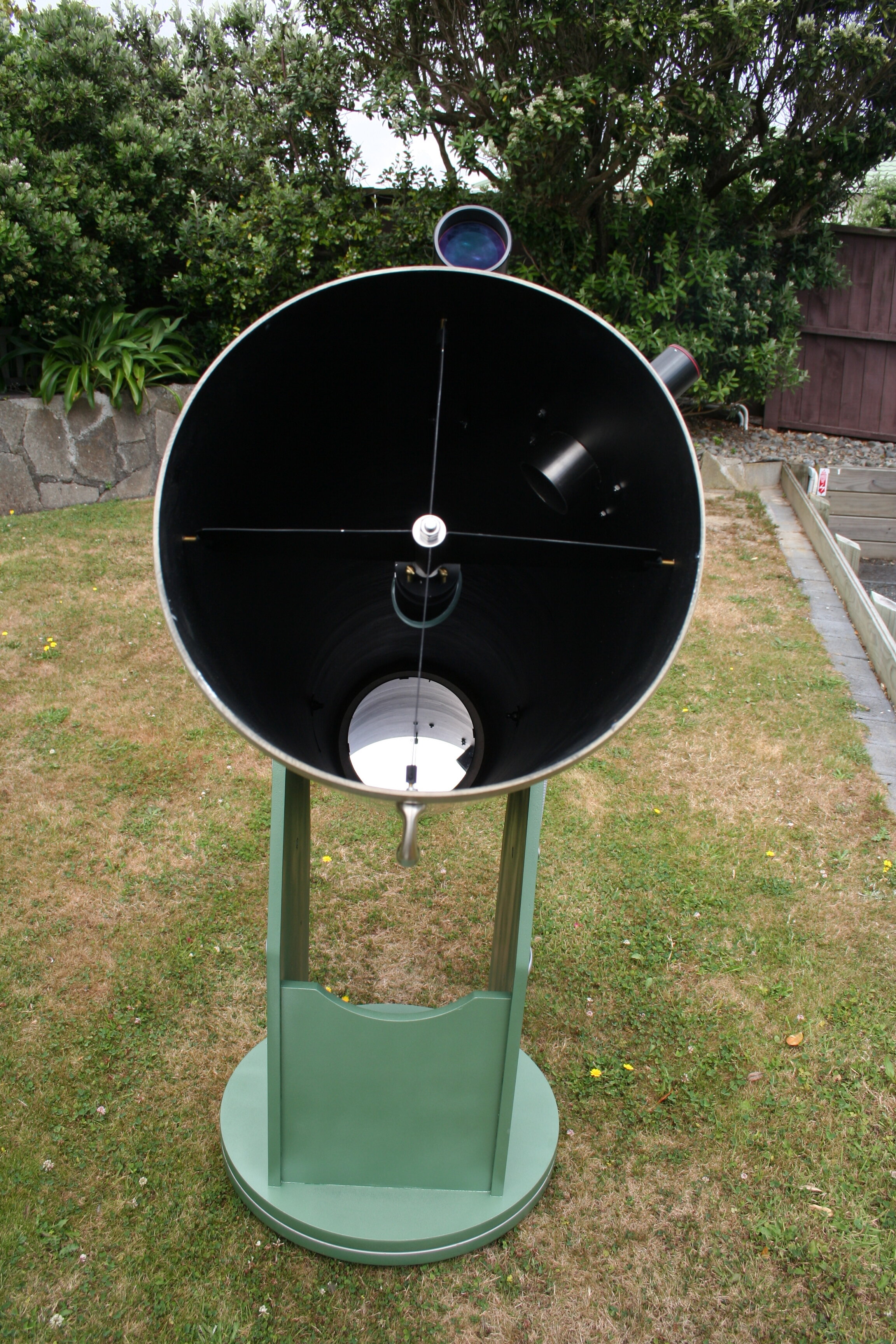 Check laser down open end of the telescope