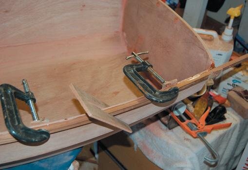 Cedar strip gunwale stiffens shape